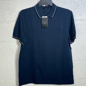 Fred Perry Short Sleeve Twin Tipped Polo Shirt Navy XL $98
